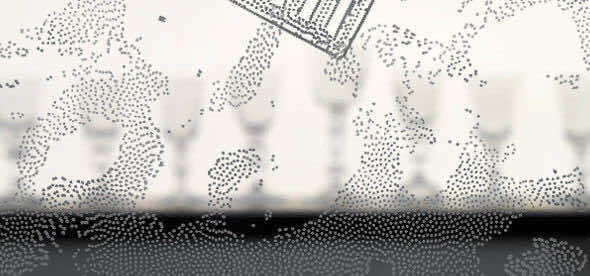 transparante folie met vector patroon op glassyteemwand / Hoogheemraadschap Delft