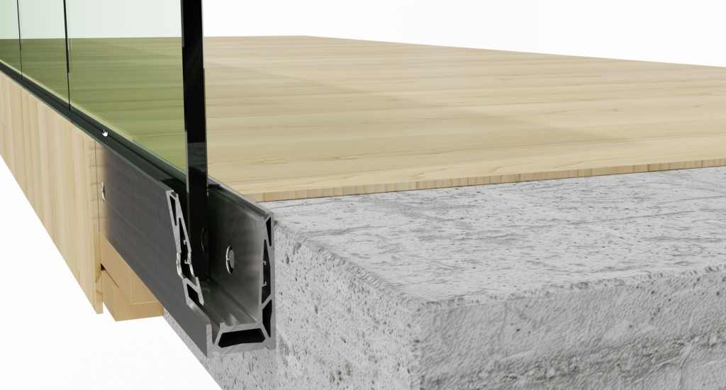 Balustrade van glas met een U-line-side profiel
